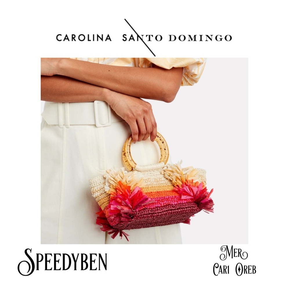 Carolina Santo Domingo Corallina Ombré Raffia Woven Bag